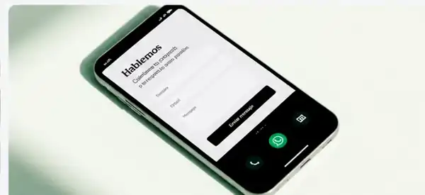 Formulario web profesional mostrado en un teléfono móvil